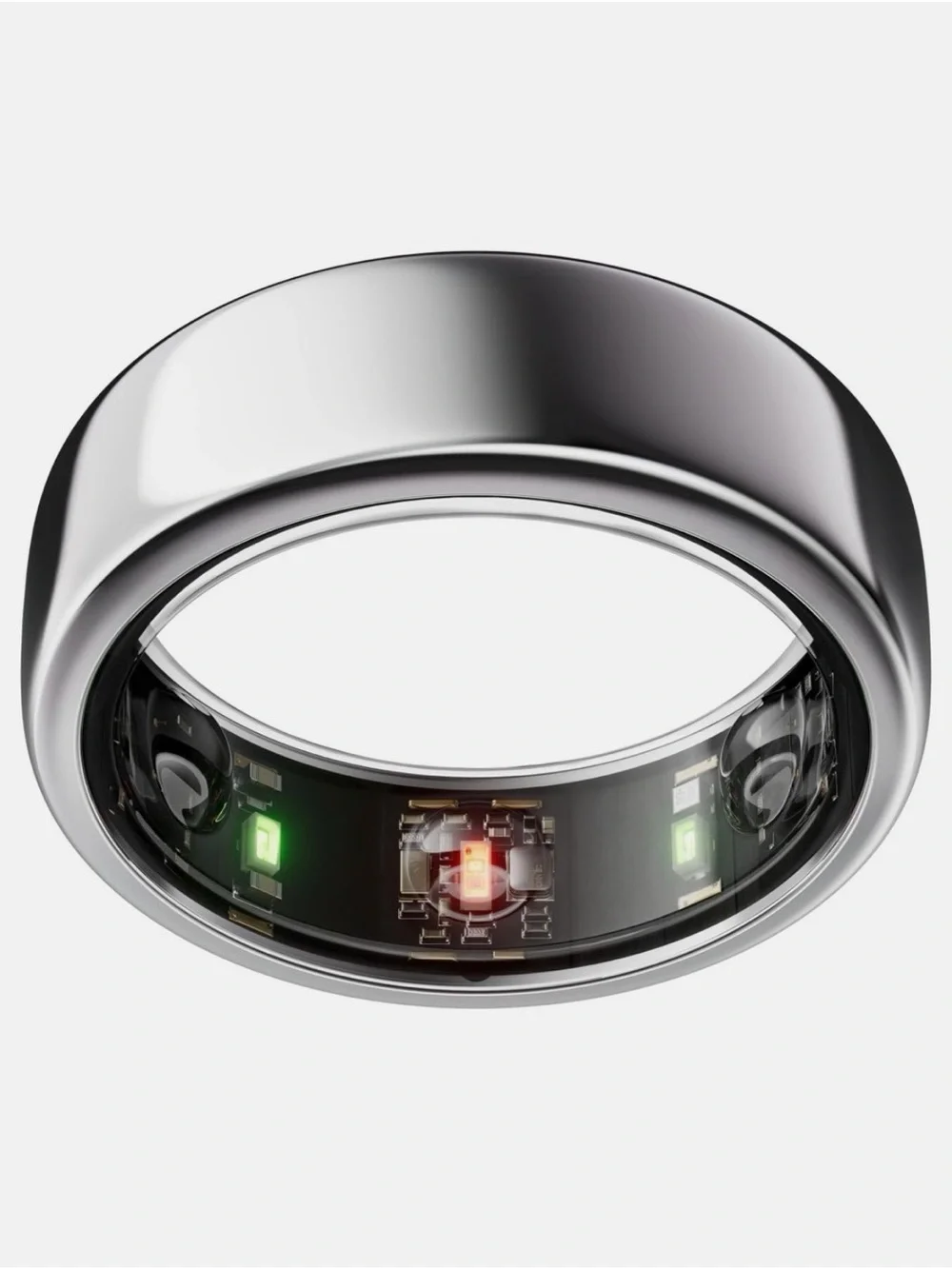 Oura Smart Ring Gen 3 in Polished Silver with Black Sensor Band